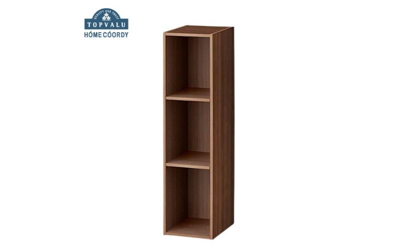 ホームコーディ　積み重ねできるカラーボックス スリム3段　ブラウン イオンリテール 家具