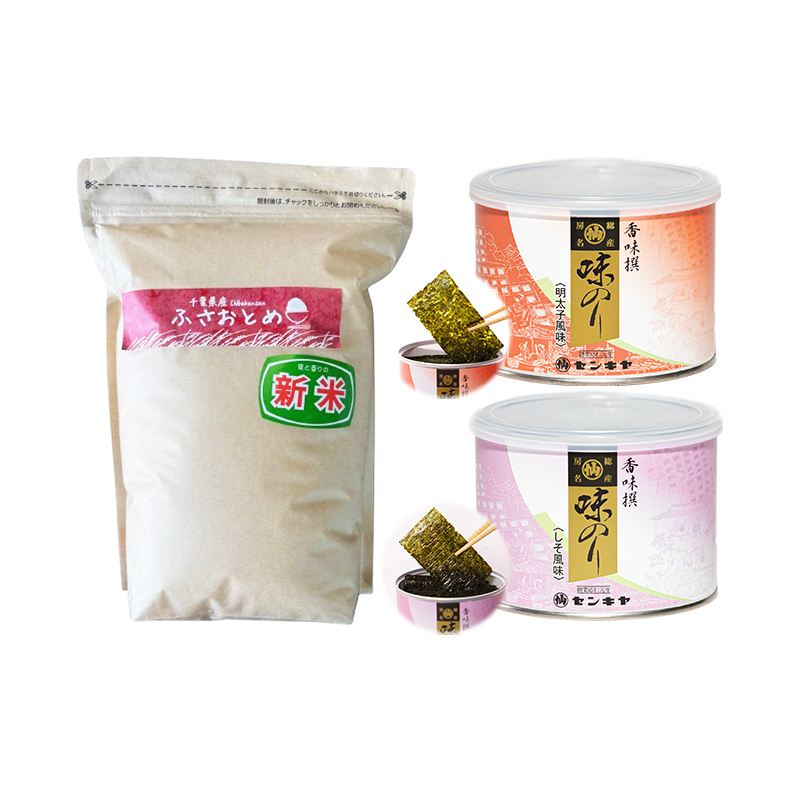 のり　ふさおとめセットB　　【ふさおとめ 2kg無洗米 ・味のり明太子、しそ】　お米 米 こめ コメ 海苔 セット コラボ商品 千葉県 千葉市