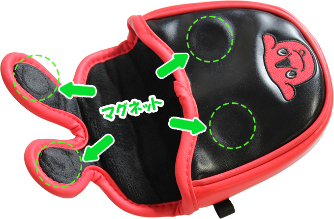 チーバくんヘッドカバーコレクションVol.1 RED×BLACK EDITION マレット型パター用 ゴルフ ヘッドカバー マグネットタイプ 千葉市 千葉県