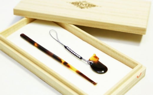 【鼈甲(べっこう)】耳かき・なすびストラップセット　【12203-0016】