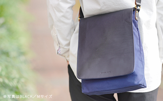 牛革かぶせ×帆布 ショルダーバッグS　ブラウン　【12203-0373-2】