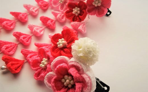 つまみかんざし３点セット＜赤＞　【12203-0076】