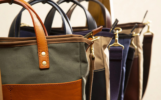 牛革かぶせ×帆布 手提げショルダー　キャメル　【12203-0377-4】