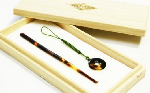 【鼈甲(べっこう)】耳かき・玉ストラップセット　【12203-0015】