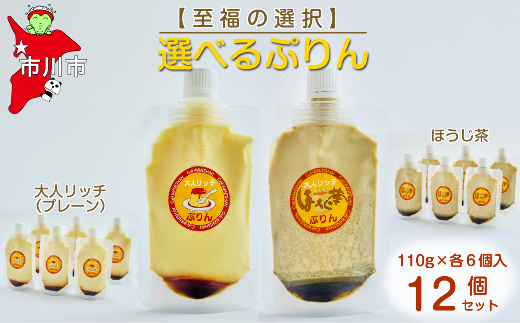 【至福の選択】選べる12個セット（大人リッチ×ほうじ茶）ぷりん　【12203-0349】