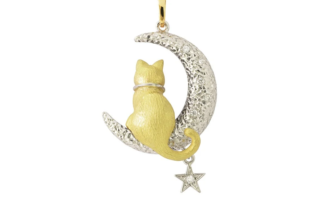 【NOBUKO ISHIKAWA（ノブコイシカワ）】ムーンキャット ペンダントトップ　【12203-0399】