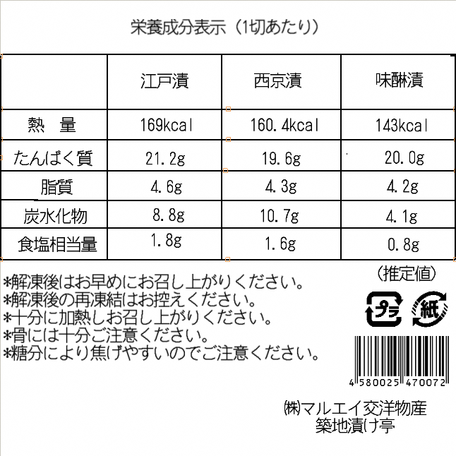 傳左衛門と閻魔堂 至極の逸品 江戸前鱸 漬魚道中記 「三色」（江戸漬・西京漬・味醂漬 各1枚／計3枚入り）(G30)