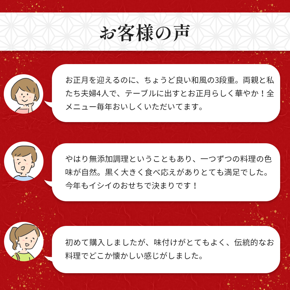 【石井食品】生おせち「祝春華」和風3段重（3～4人前）※冷蔵配送