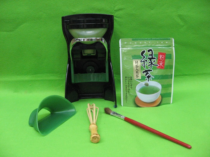 抹茶入り粉末緑茶、粉末茶専用容器「オデッサ2」セット(L22)