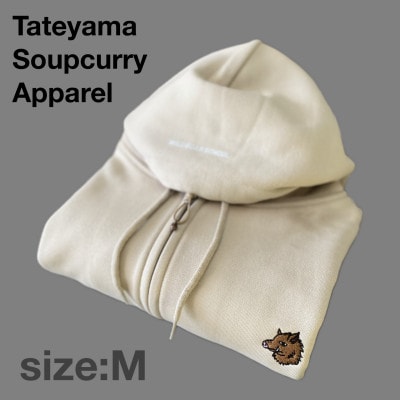 「イノシシ派」ジップアップスウェットパーカー/ストーン/男女兼用Mサイズ【1669279】