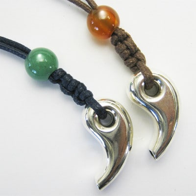 勾玉銀の笛　天然石ビーズ付き　大きめサイズ(約23mm)【1200437】