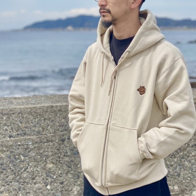 「イノシシ派」ジップアップスウェットパーカー/ストーン/男女兼用XLサイズ【1604600】