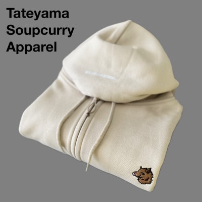 「イノシシ派」ジップアップスウェットパーカー/ストーン/男女兼用XLサイズ【1604600】