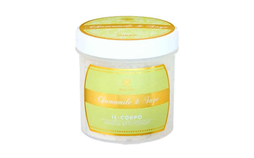 イルコルポ ミネラルバスパウダーカモミール&セージ 600g 30回分 入浴剤 バスパウダー 美肌 保湿 整肌 アロマ ミネラル 雪塩 海藻エキス スクワラン パパイン お風呂 バス用品 KDD007