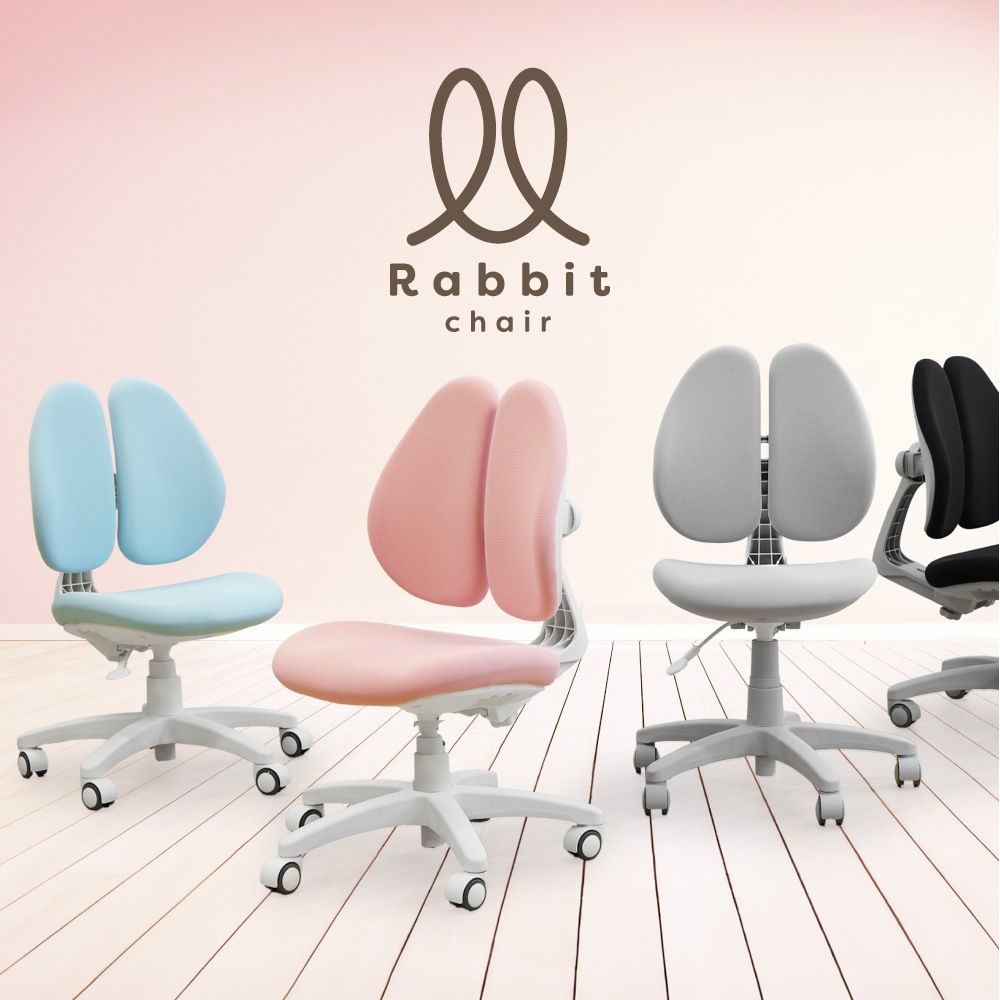 Ｒａｂｂｉｔチェア（肘あり・足置きリング付き）ブルー×ホワイトフレーム ／ デスクチェア オフィスチェア 背もたれスライドチェア スライド背もたれ 椅子 肘付きチェア アームレストチェア 足置きリングチェア フットリングチェア 撥水チェア ファブリックチェア モールドウレタンチェア 高さ調節チェア デスクワーク 椅子  千葉県 No.399-03