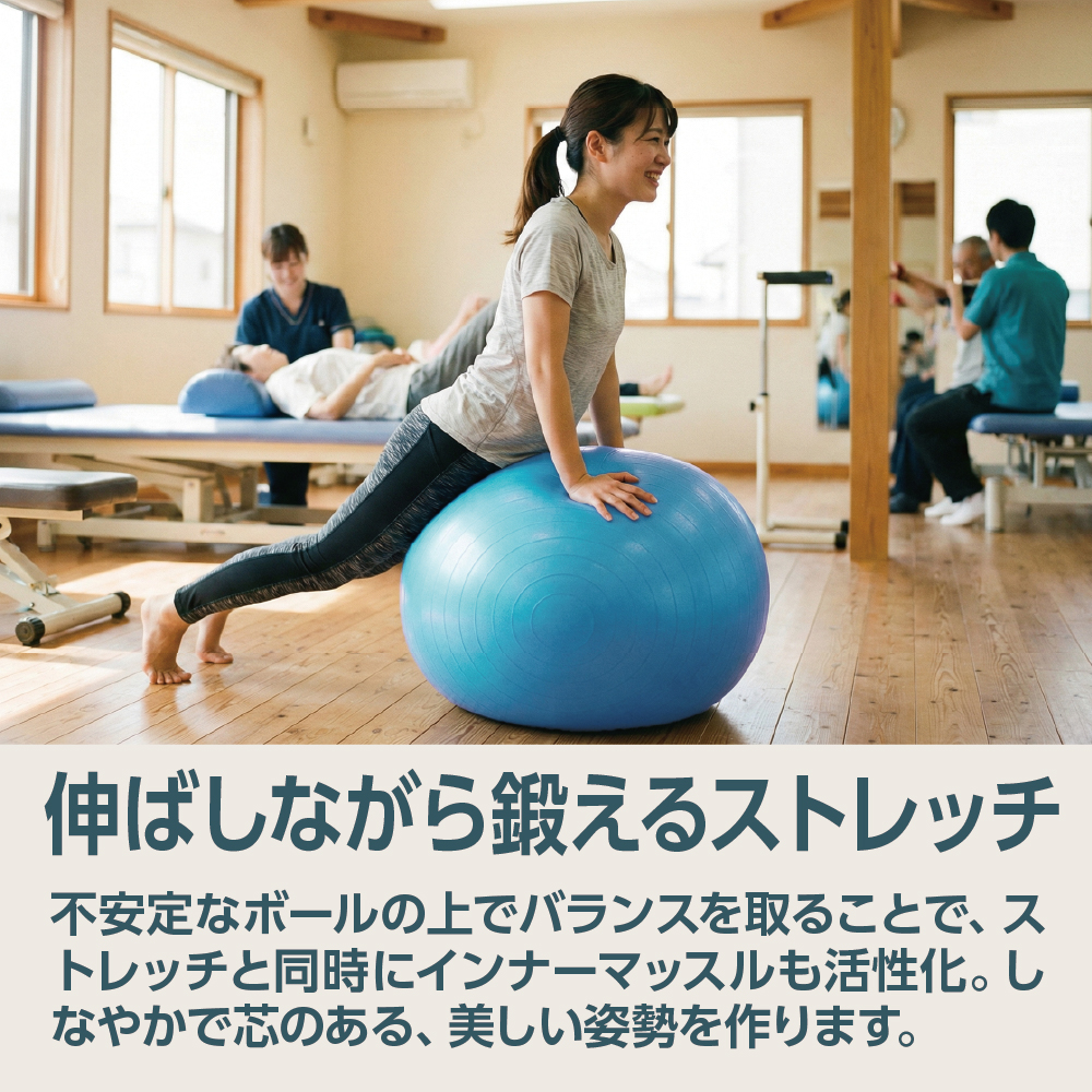 ストレッチボール 55㎝ ライトブルー ボール ポンプ付き ストレッチ トレーニング 体感 筋肉