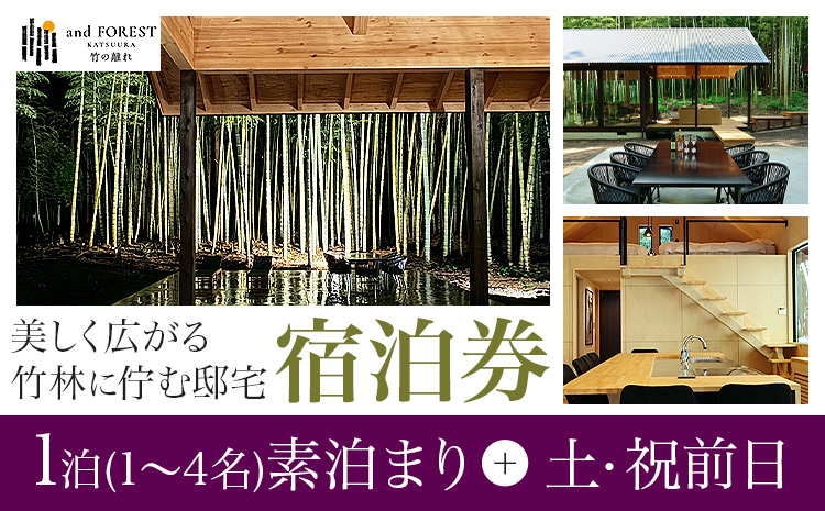 and FOREST勝浦 竹の離れ 宿泊券 1~4名 1泊 素泊まり 土・祝前日 株式会社タスマニアンプロジェクト《30日以内に出荷予定(土日祝除く)》千葉県 勝浦市 宿泊券 サウナ付き
