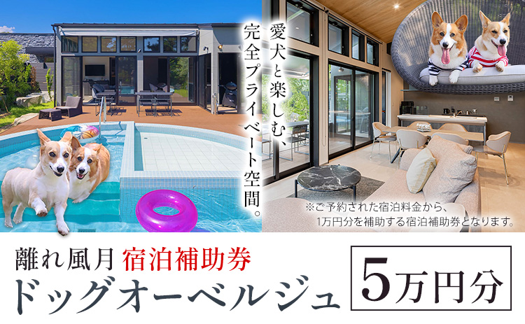 宿泊 離れ 風月 ドッグオーベルジュ 宿泊補助券 5万円分《30日以内に出荷予定(土日祝除く)》離れ 風月 千葉県 勝浦市 ホテル お食事 犬 ワンちゃん わんちゃん ドッグラン ドッグフード ペット 旅行
