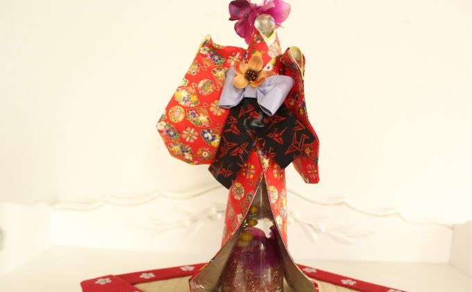 着物ドールリウム(R)（ガラスちゃん） 人形 インテリア 伝統 和紙 ハーバリウム 原風景 癒し 手作り 