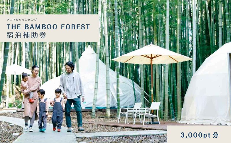 グランピング 千葉 宿泊 アニマルグランピング THE BAMBOO FOREST 宿泊補助券 3000pt分 宿泊券 入場券 チケット 動物園 動物 旅行 レジャー テント アウトドア BBQ 自然 体験