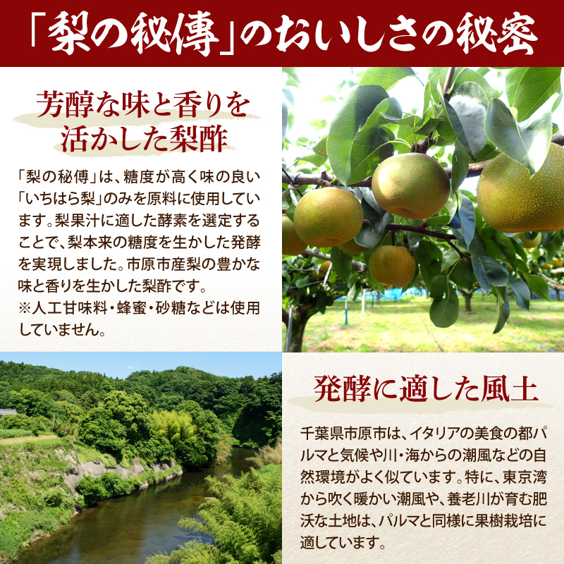 生絞り【梨の秘傳】（醸造酢）発酵食品4本セット 化粧箱入り