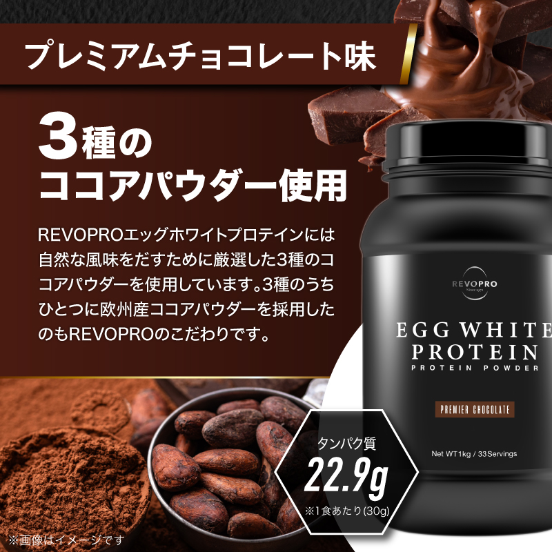 REVOPRO EGG WHITE PROTEIN プレミアムチョコレート味 ボトルタイプ 1kg