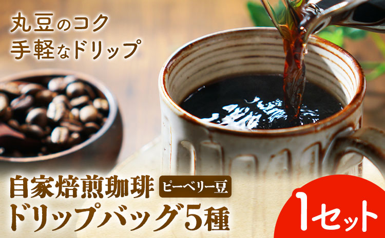 自家焙煎 珈琲豆 (ピーベリー豆) ドリップバッグ 5種 1セット 吉岡茶房《30日以内に出荷予定(土日祝除く)》千葉県 我孫子市 珈琲 コーヒー 送料無料