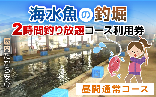 屋内型 海水魚の釣堀2時間釣り放題コース利用券（昼間通常コース）/ ふるさと納税 利用券 チケット 釣り フィッシング 釣り堀 釣堀 海水魚 屋内 2時間 釣り放題 コリュッシュ Ko-Lish ちば 千葉県産とみさと 富里 富里市 TMW003