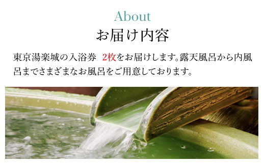 東京湯楽城入浴券　2枚 TMI008 / 湯楽城 ホテル ギフト カード チケット 温泉 温泉チケット ギフトカード リゾートギフト 千葉県 富里市