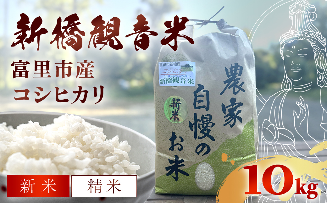 【令和6年産新米】 新橋観音米 コシヒカリ 精米10kg TMY001 / お米 米 こめ こしひかり コシヒカリ 新橋観音米 10kg うるち米 送料無料 期間限定 数量限定 ちば 千葉県産とみさと 富里 富里市