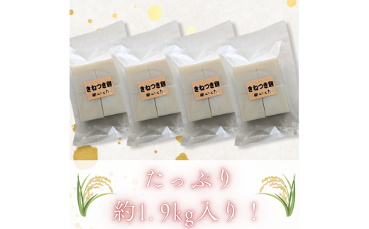 匝瑳市産水稲もち米使用　杵つき餅　約1.9kg ／ 杵つき餅 餅 切り餅 産地直送 送料無料 匝瑳市 千葉