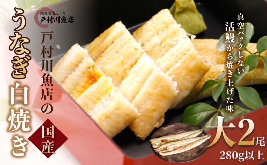 戸村川魚店の国産うなぎ 白焼き大サイズ 2尾 セット /  うなぎ 国産うなぎ 鰻 国産鰻 ウナギ 国産ウナギ 白焼 白焼き TMR001