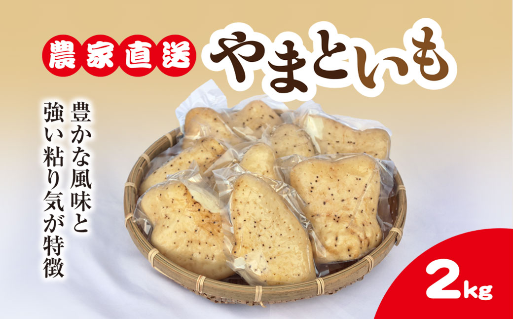 農家直送! 直売所でも大人気! 豊かな風味と強い粘り気が特徴! 大和芋（やまといも）2kg 真空パック包装　SMCH001