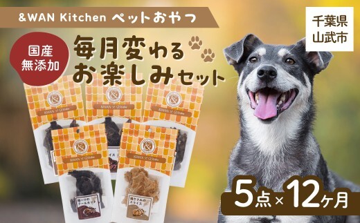 【毎月届く】&WAN Kitchenペットおやつセット（千葉ジビエ鹿肉のスライス5個セット） SMU035