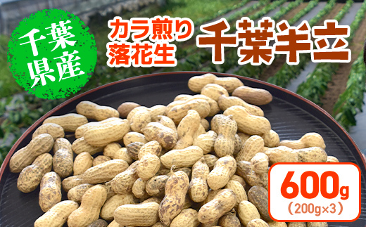千葉県産 カラ煎り落花生 千葉半立 600g（200g×3） SMF004