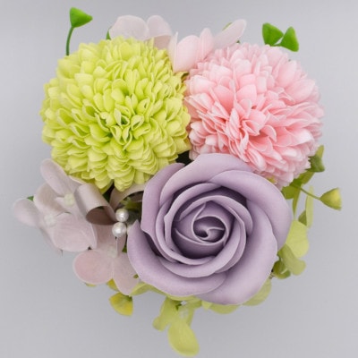 カルトナージュ花器の仏花アレンジと写真たて(BEST OF MORRIS)【1395496】