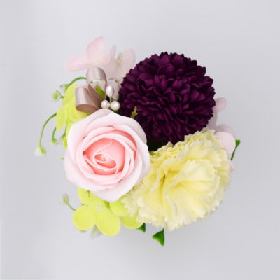 カルトナージュ花器の仏花アレンジと写真たて　(ダマスク柄)【1395498】