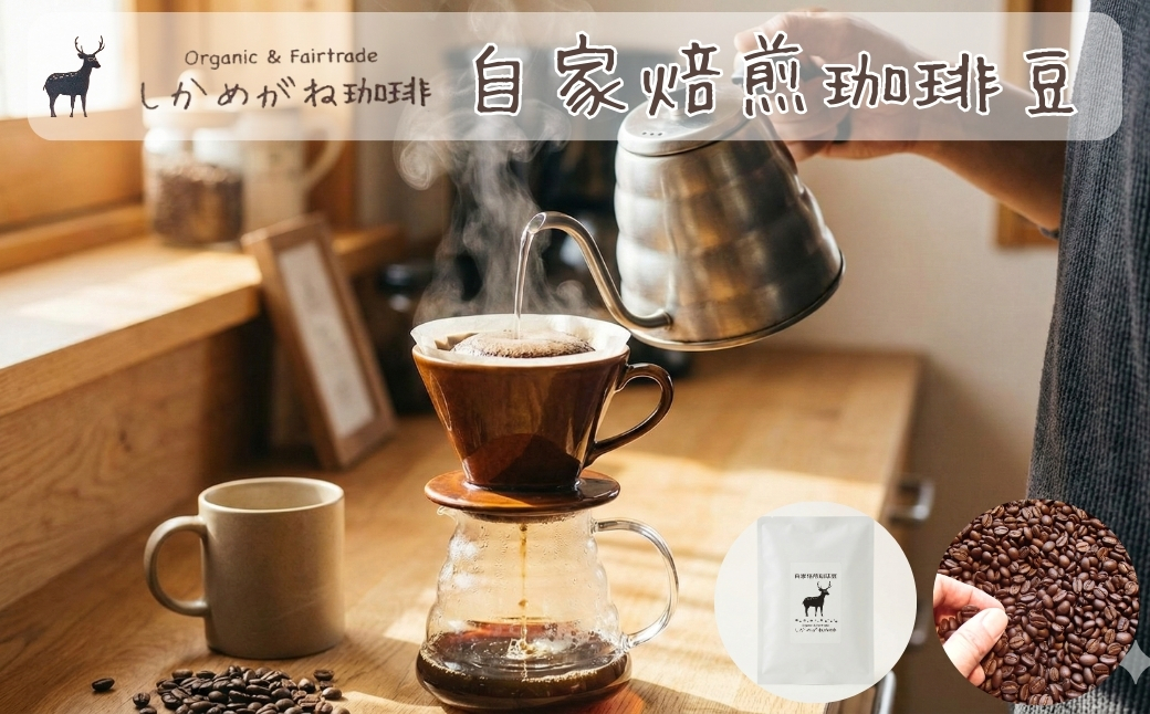 しかめがね 自家焙煎珈琲豆 100g×定期便9回 | コーヒー 豆 焙煎 ドリップ 豆 有機JAS認証 無農薬有機栽培 酸味 苦味 すっきり バランス
