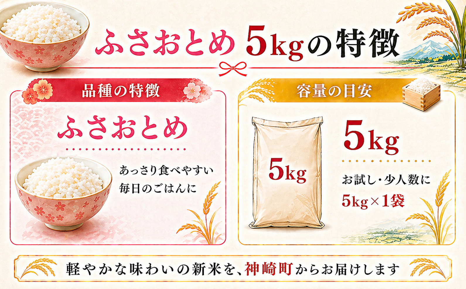 【ふるさと納税】【令和8年産 新米先行予約】米 5kg 千葉県神崎町産 ふさおとめ 白米 早場米 あっさり 食べやすい お試し 少人数 [025-a020]