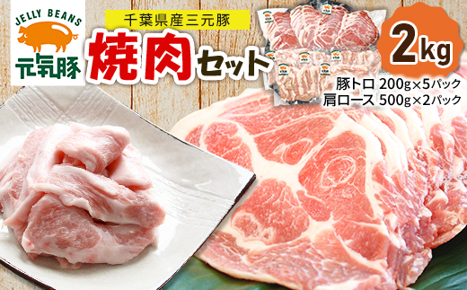 【千葉県産三元豚】元気豚の『焼肉セット』2kg【配送不可地域：離島・沖縄県】【1326930】