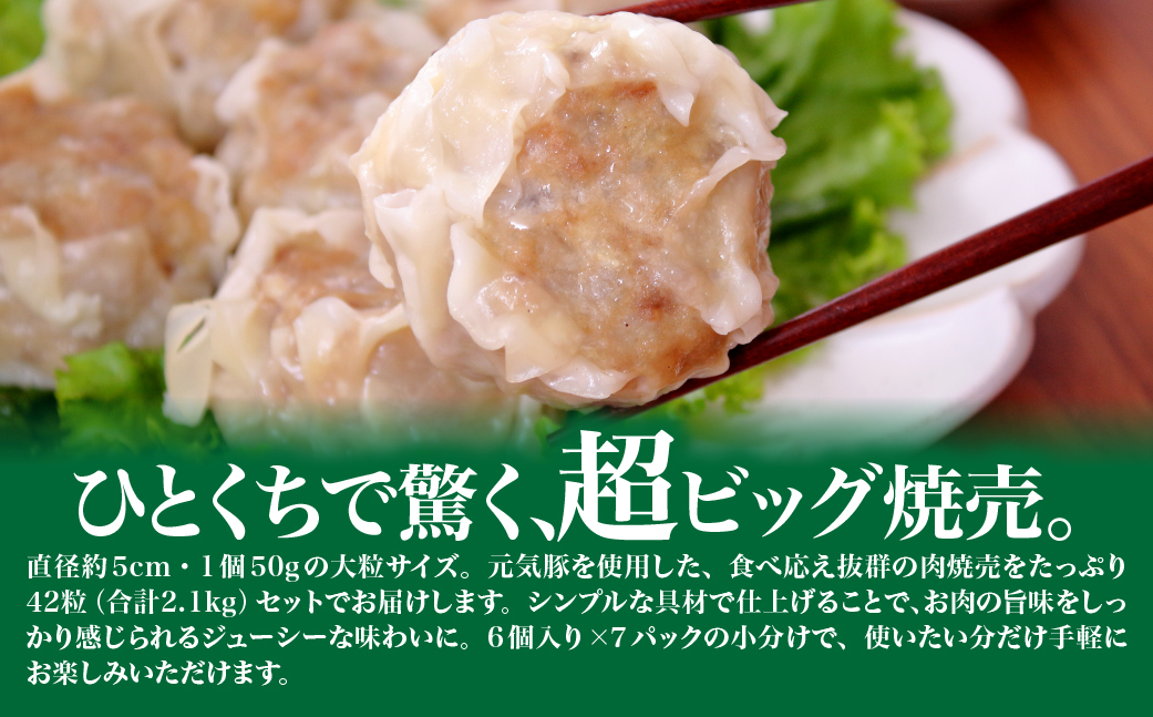 【千葉県産三元豚】元気豚 大粒肉焼売(シューマイ)セット　2.1kg(50g×42個)【配送不可地域：離島・沖縄県】【1032621】 TAKB014