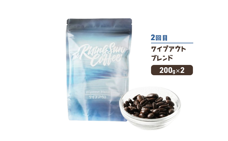 豆アフターサーフブレンド200g×2orワイプアウトブレンド 200g×2交互　定期便各1回　合計2回 コーヒー 珈琲 オリジナル 飲み比べ SUNNY 坂口憲二 九十九里町 千葉県