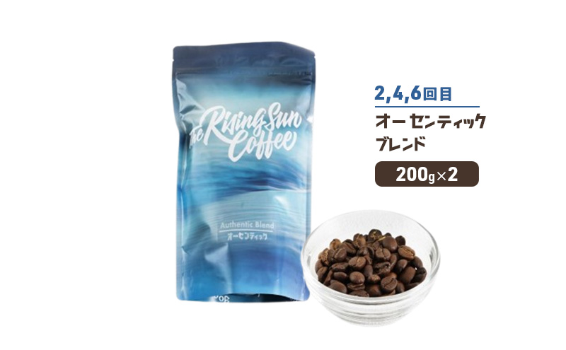 豆アフターサーフブレンド200g×2 or オーセンティックブレンド  200g×2交互　定期便各3回　合計6回 コーヒー 珈琲 オリジナル 飲み比べ SUNNY 坂口憲二 九十九里町 千葉県