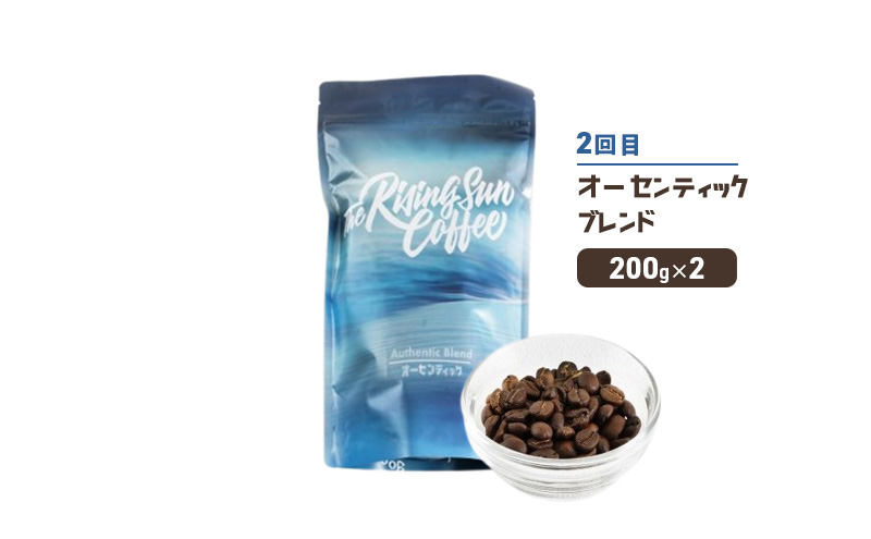 豆ワイプアウトブレンド 200g×2 or オーセンティックブレンド  200g×2交互　定期便各1回　合計2回 コーヒー 珈琲 オリジナル 飲み比べ SUNNY 坂口憲二 九十九里町 千葉県