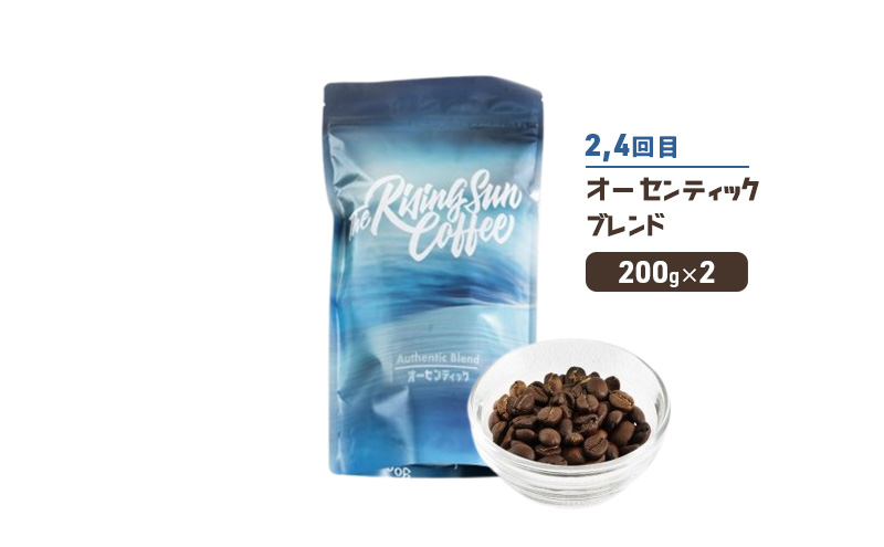 豆ワイプアウトブレンド 200g×2 or オーセンティックブレンド  200g×2交互　定期便各2回　合計4回 コーヒー 珈琲 オリジナル 飲み比べ SUNNY 坂口憲二 九十九里町 千葉県