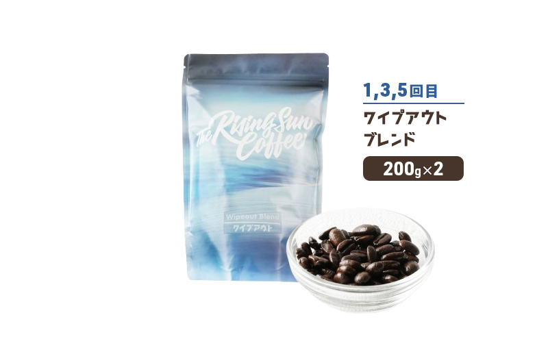 豆ワイプアウトブレンド 200g×2 or オーセンティックブレンド 200g×2交互　定期便各3回　合計6回 コーヒー 珈琲 オリジナル 飲み比べ SUNNY 坂口憲二 九十九里町 千葉県