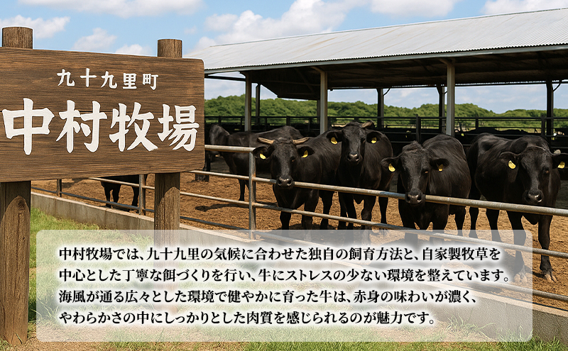 中村牧場が育てた希少！未経産メス国産牛ウチモモ 300g 厚切りステーキ【九十九里町】九十九里浜の自然に育まれた国産牛ウチモモ・赤身のおいしさを300gの厚切りステーキで！急速冷凍で鮮度そのままこだわりの逸品