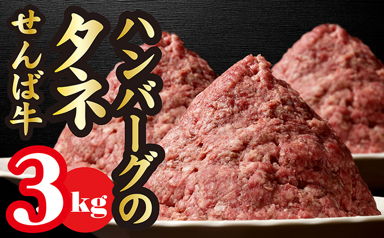 【3kg】ハンバーグのタネ〈牛肉100%〉せんば（千葉）牛【たっぷり】