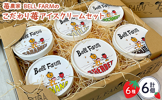 摘み立て苺のフレッシュアイス BellFarm のこだわりイチゴ アイスクリームセット　6個セット【配送不可地域：離島】【1133535】