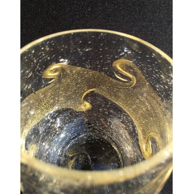 ウイスキーグラス『Golden Wave』麻炭ガラス〈金箔と輝く気泡〉【1491623】